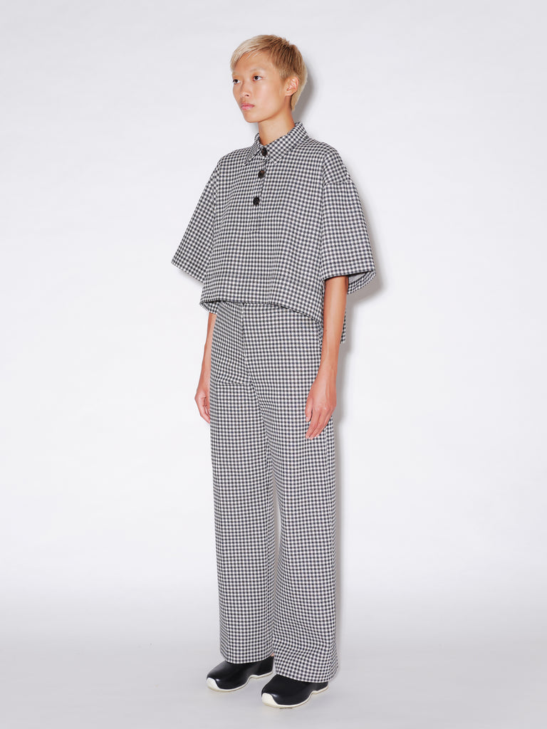 CROPPED OVERSIZED POLO - GINGHAM