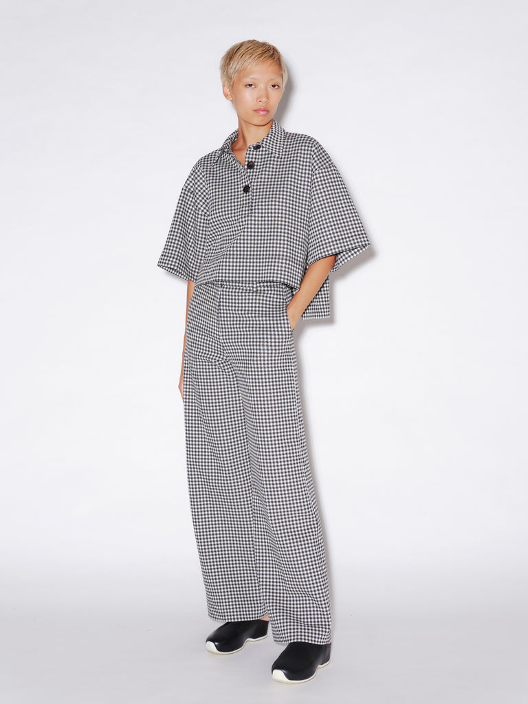 CROPPED OVERSIZED POLO - GINGHAM
