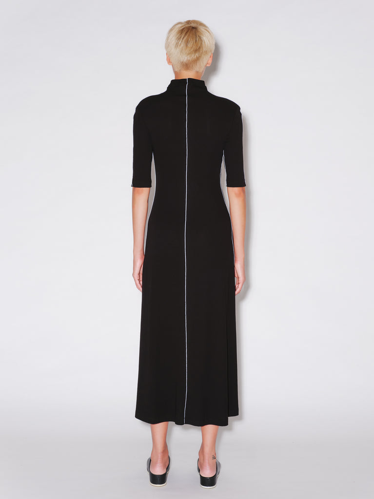 CONTRAST STITCH MOCK NECK DRESS