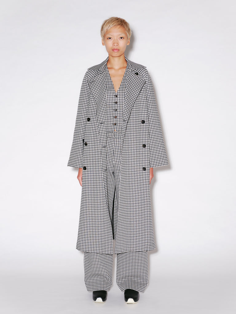 DOUBLE BREASTED TRENCH COAT - GINGHAM