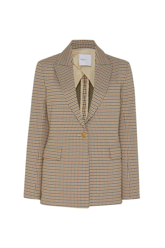 PEAK LAPEL JACKET - HOUNDSTOOTH PLAID