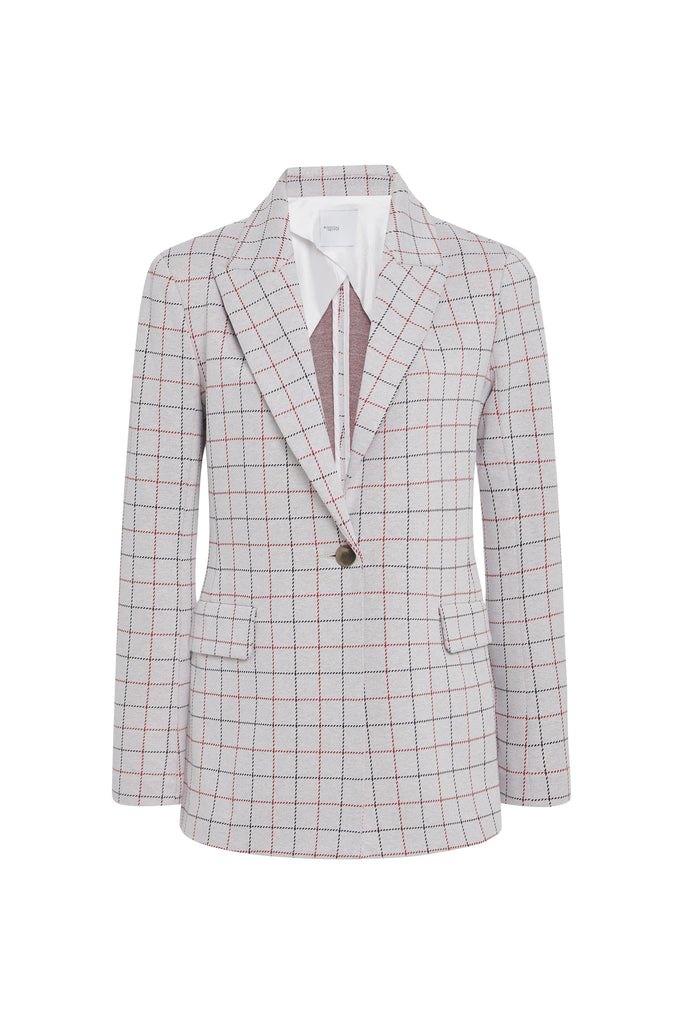 PEAK LAPEL JACKET - STRIPED WINDOWPANE JACQUARD