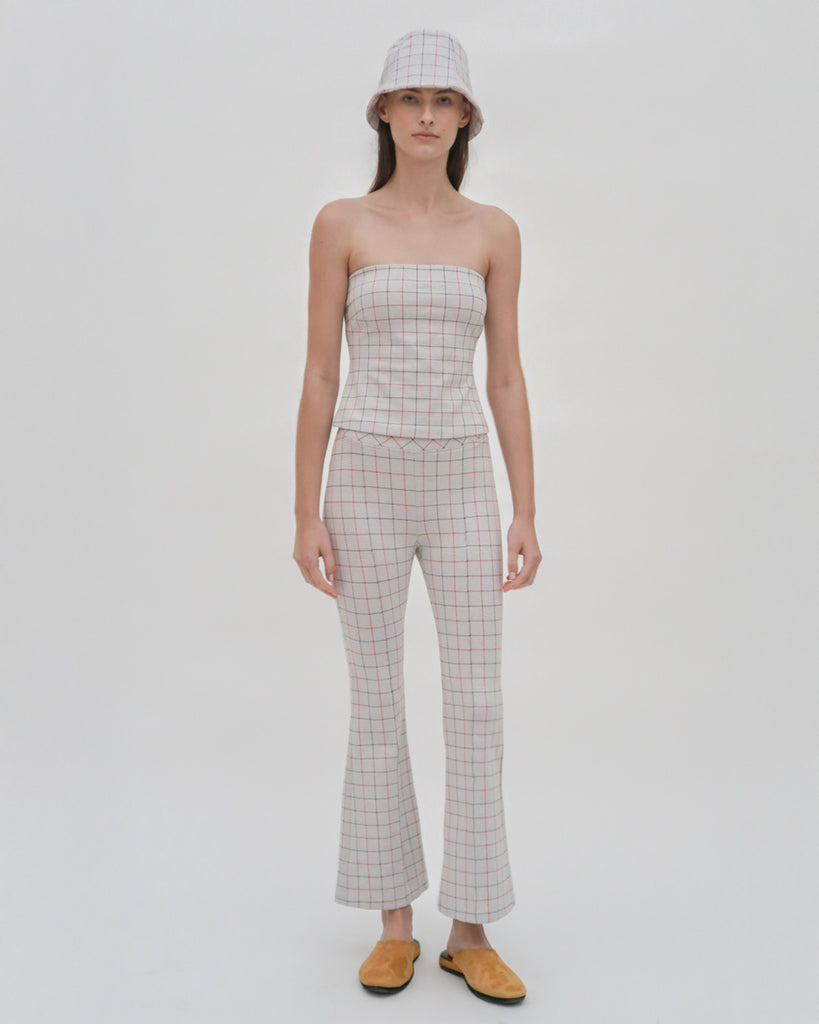 STRAPLESS BANDEAU - STRIPED WINDOWPANE