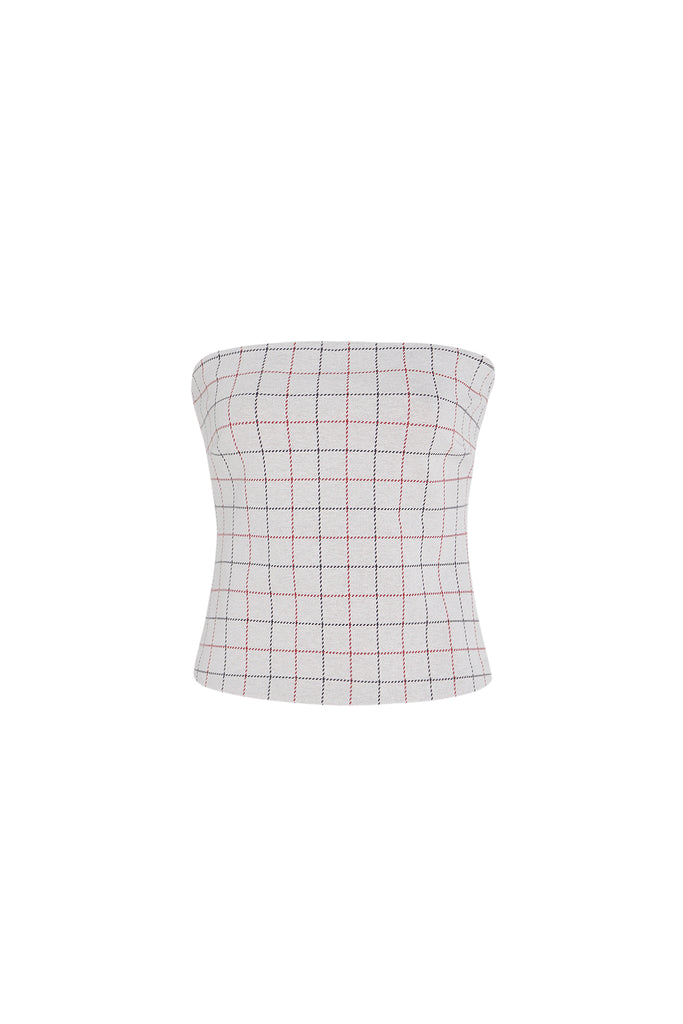 STRAPLESS BANDEAU - STRIPED WINDOWPANE