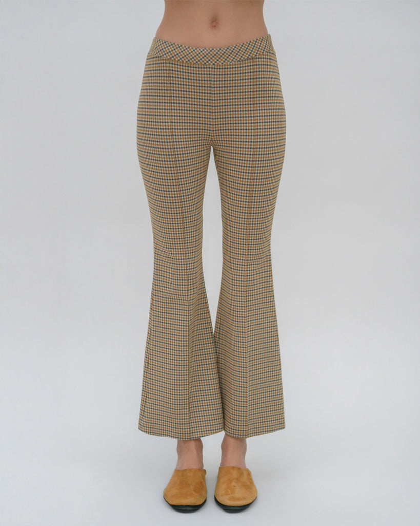 PULL ON CROPPED FLARE - HOUNDSTOOTH PLAID