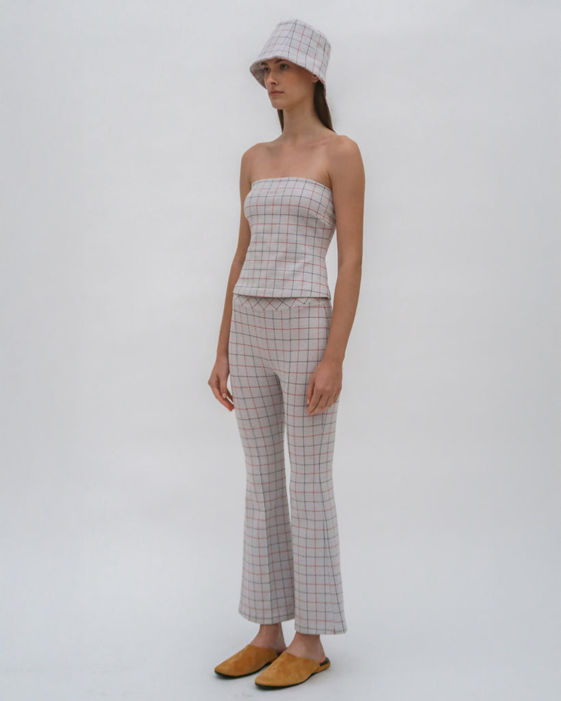 PULL ON CROPPED FLARE - STRIPED WINDOWPANE