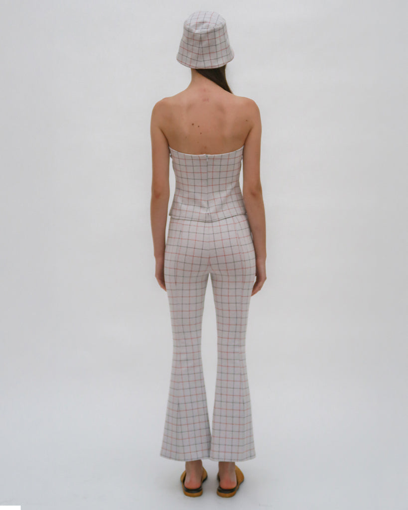 PULL ON CROPPED FLARE - STRIPED WINDOWPANE