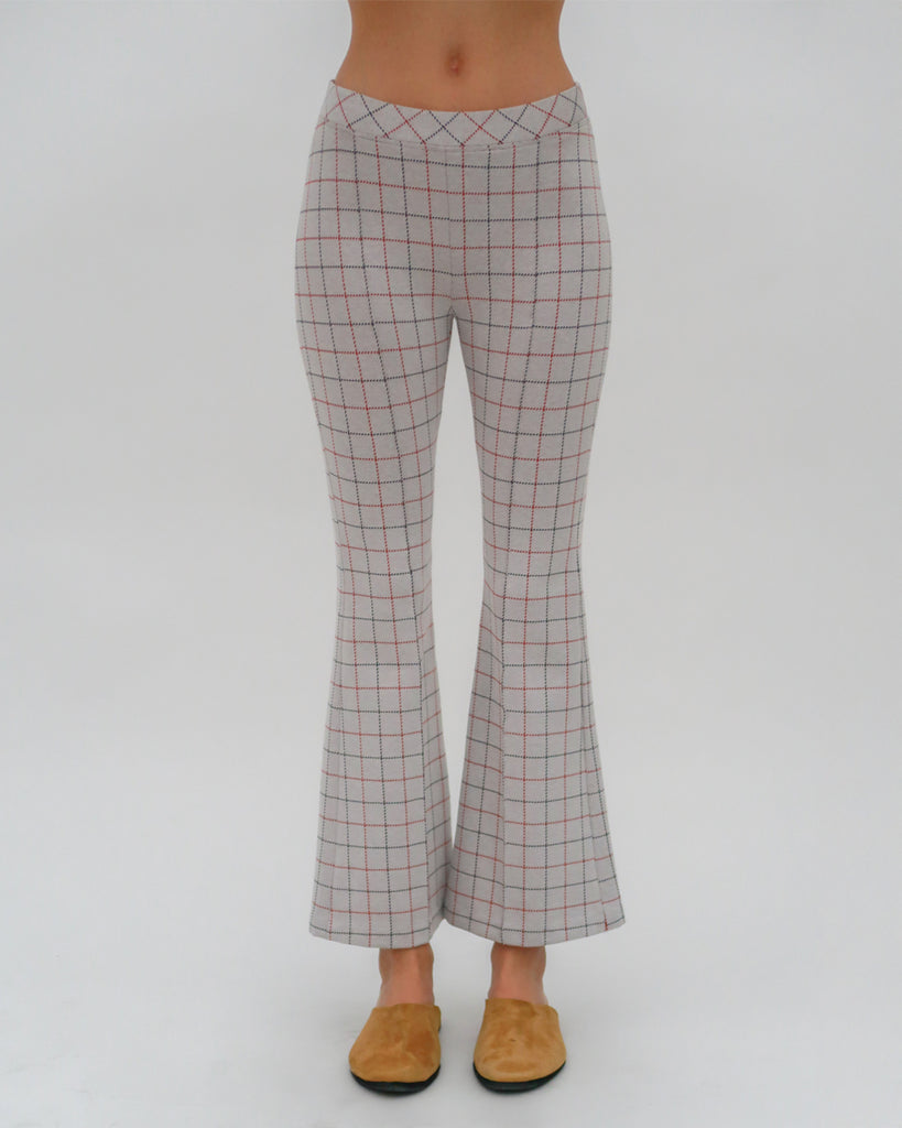 PULL ON CROPPED FLARE - STRIPED WINDOWPANE