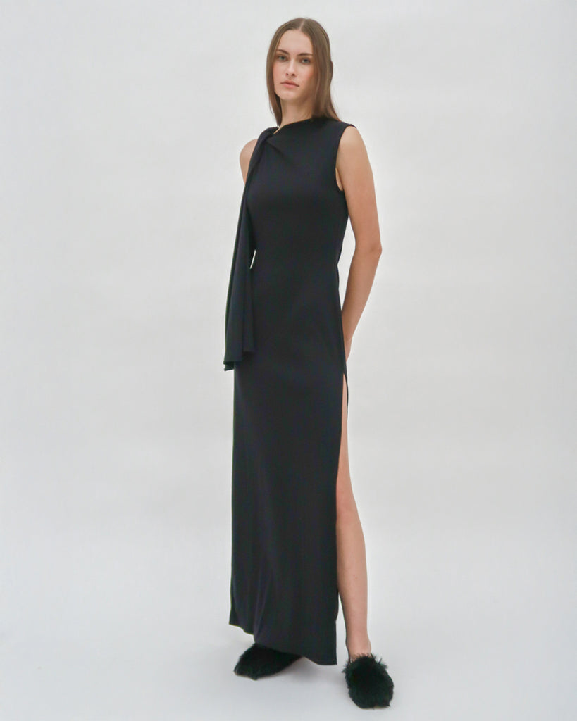 TWIST CAPE MAXI DRESS