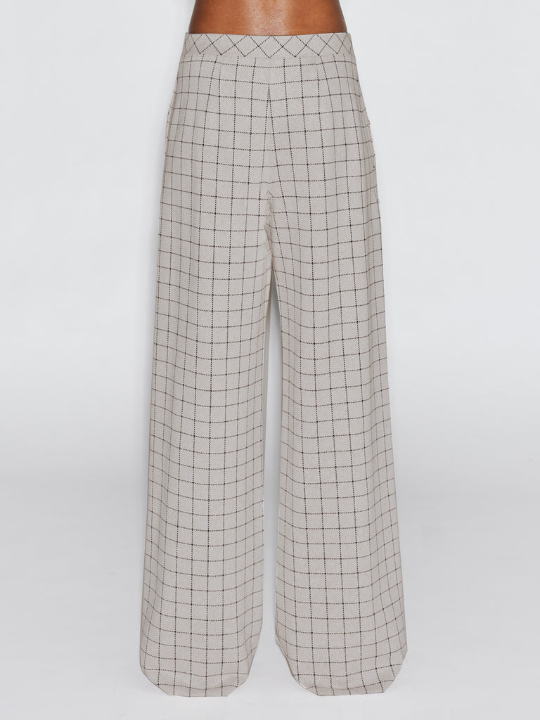 PULL ON STRAIGHT LEG TROUSER - WINDOWPANE