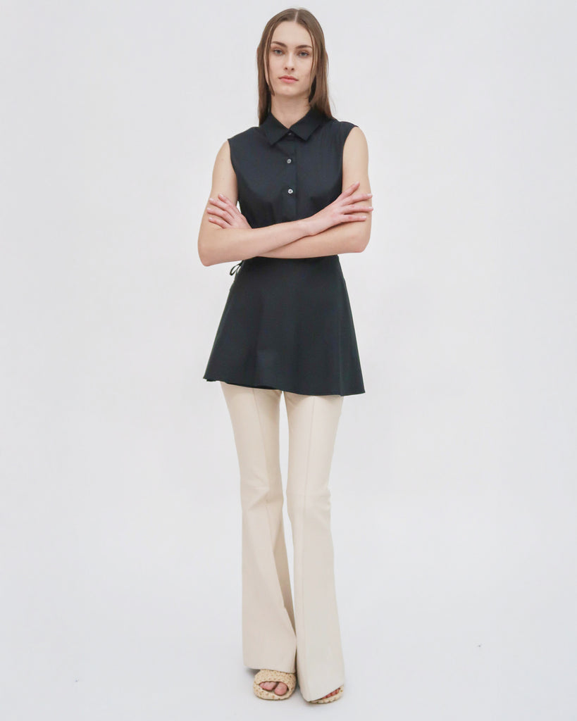 SLEEVELESS ASYMMETRIC APRON SHIRT - STRETCH COTTON