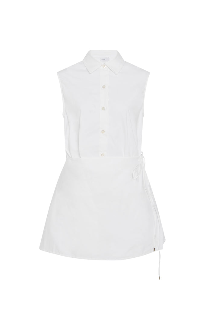 SLEEVELESS ASYMMETRIC APRON SHIRT - STRETCH COTTON
