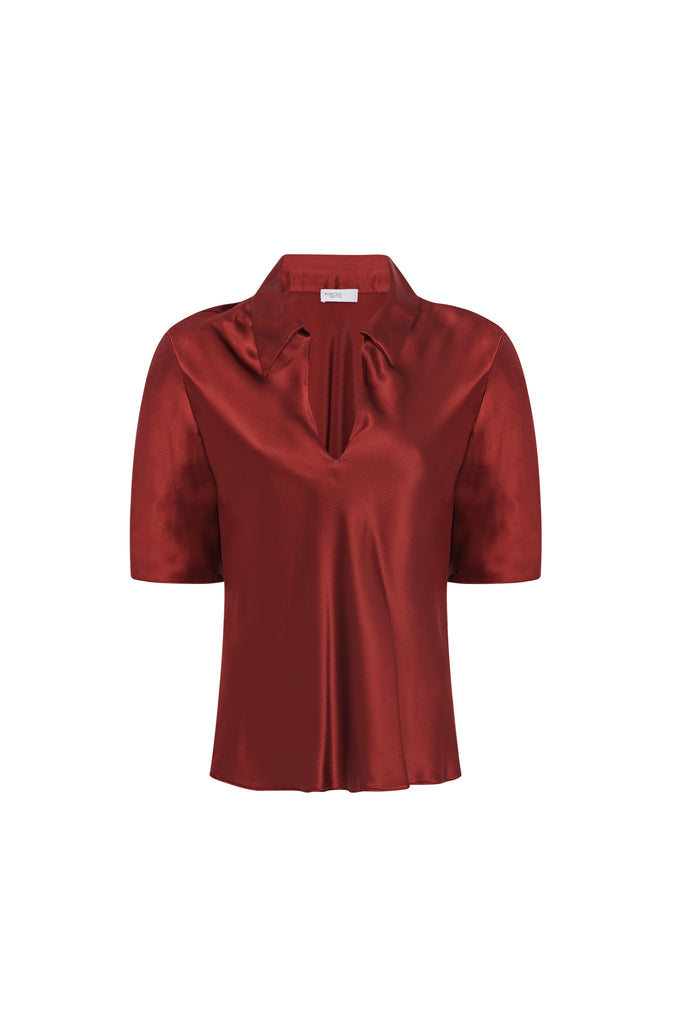 BIAS POLO TOP - SILK SATIN