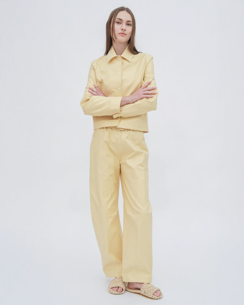 BELTED STRAIGHT TAPER TAB PANT - STRETCH COTTON SH