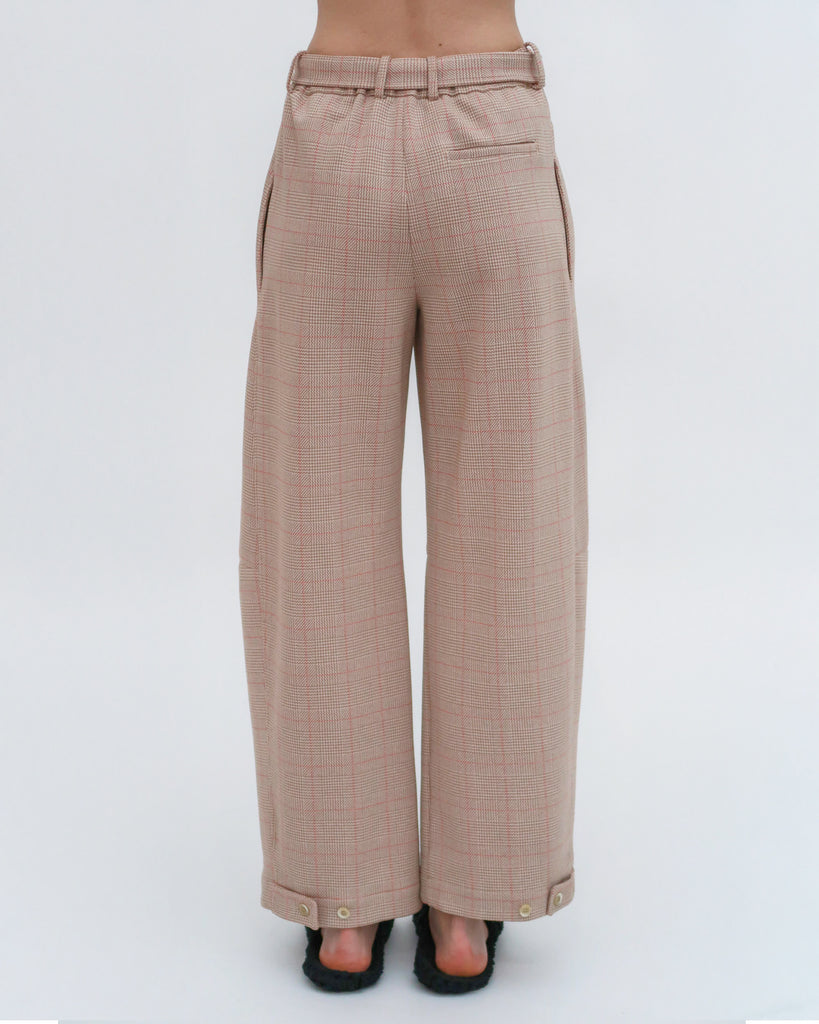 BELTED STRAIGHT TAPER TAB PANT - PLAID
