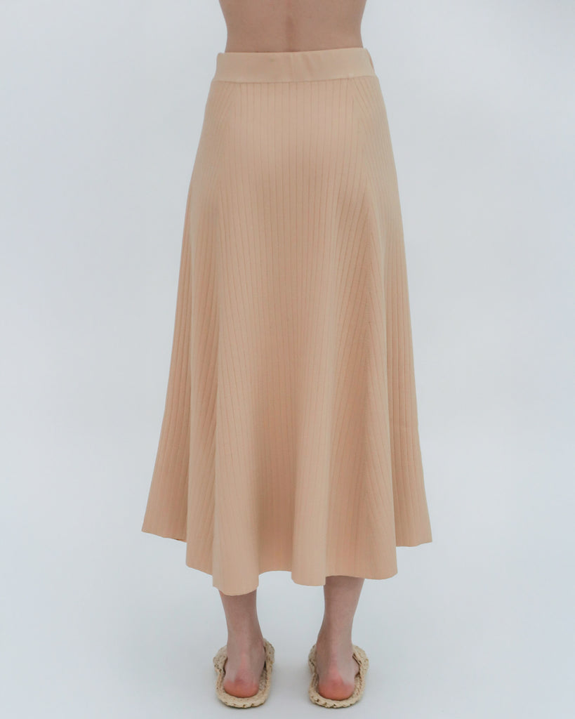 RIB FLARED SKIRT