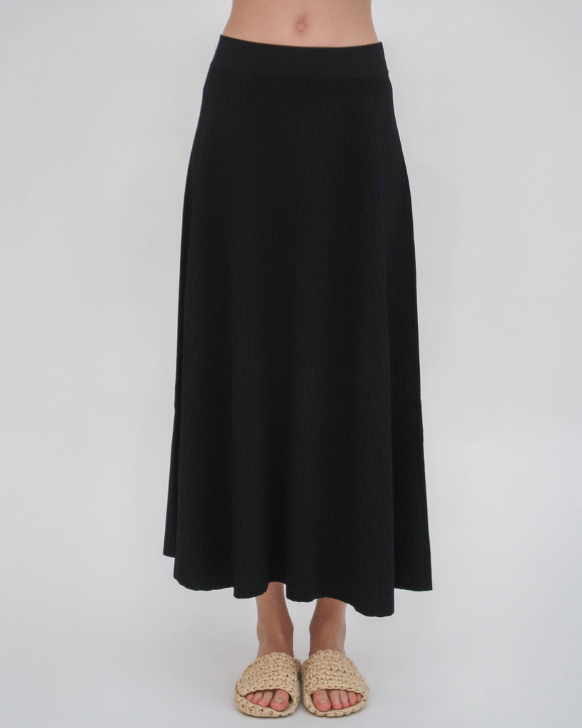 RIB FLARED SKIRT