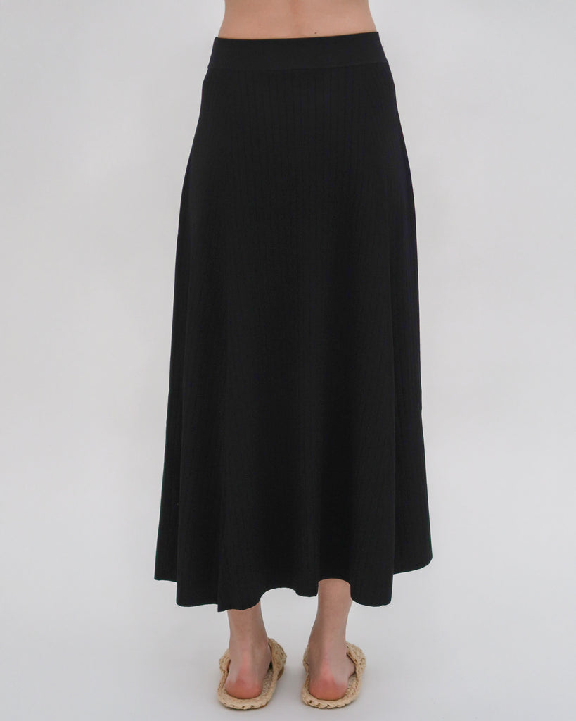 RIB FLARED SKIRT