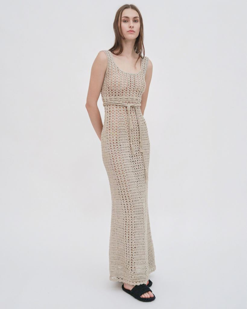 HAND CROCHET SQUARE NECK TANK DRESS