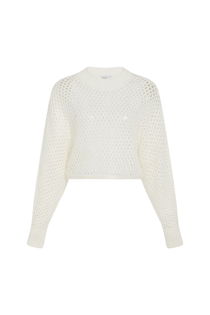 HAND KNIT MESH DOLMAN PULLOVER