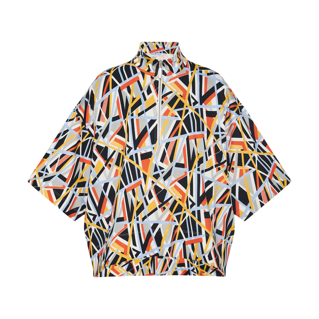 ZIP-UP OVERSIZED POLO TOP - ABSTRACT