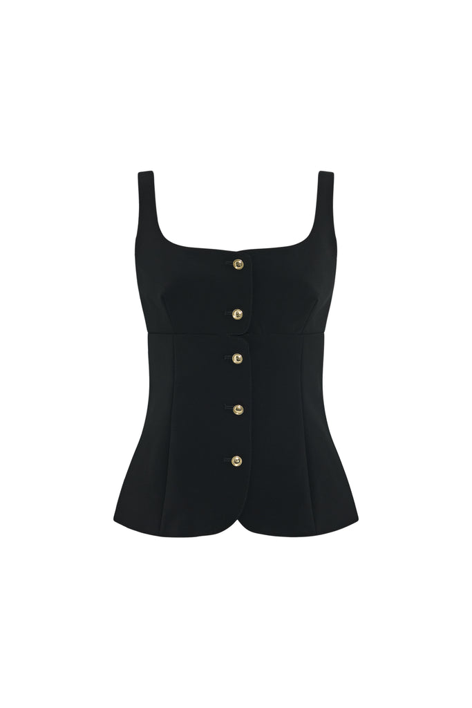 SQUARE NECK BUTTON FRONT TOP