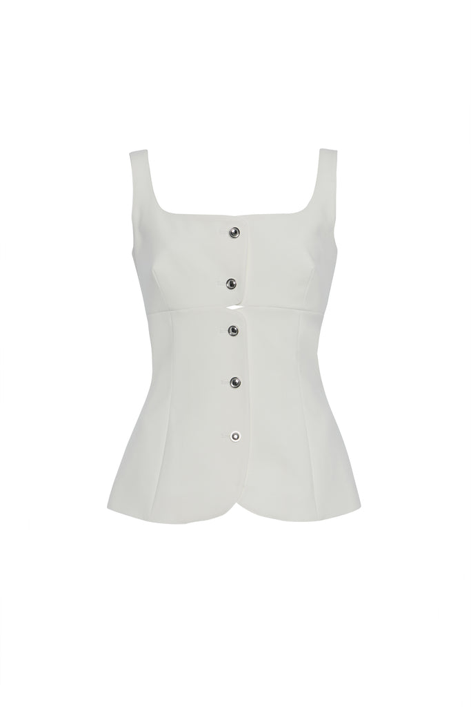 SQUARE NECK BUTTON FRONT TOP