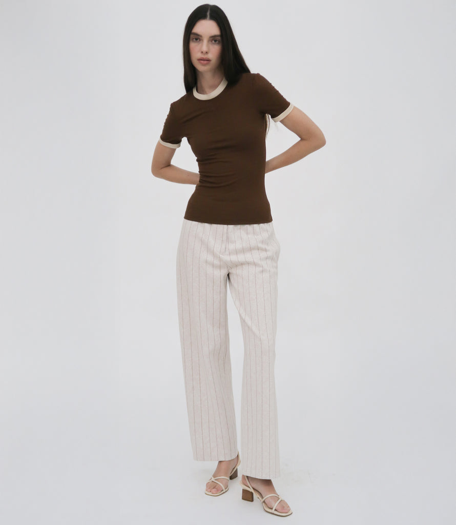 CONTRAST RIB T-SHIRT