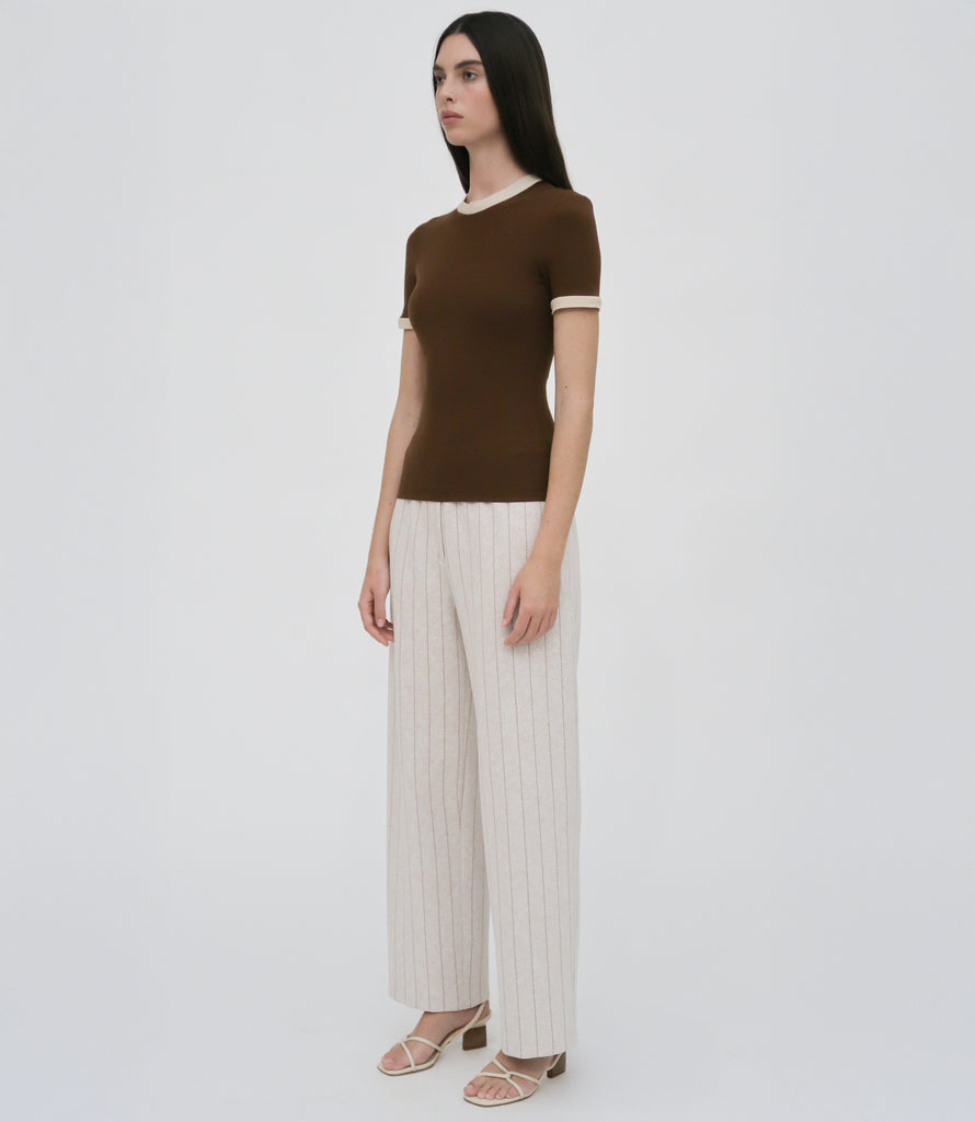 CONTRAST RIB T-SHIRT