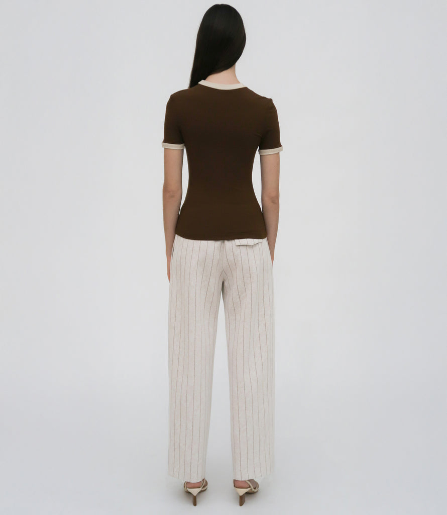 CONTRAST RIB T-SHIRT