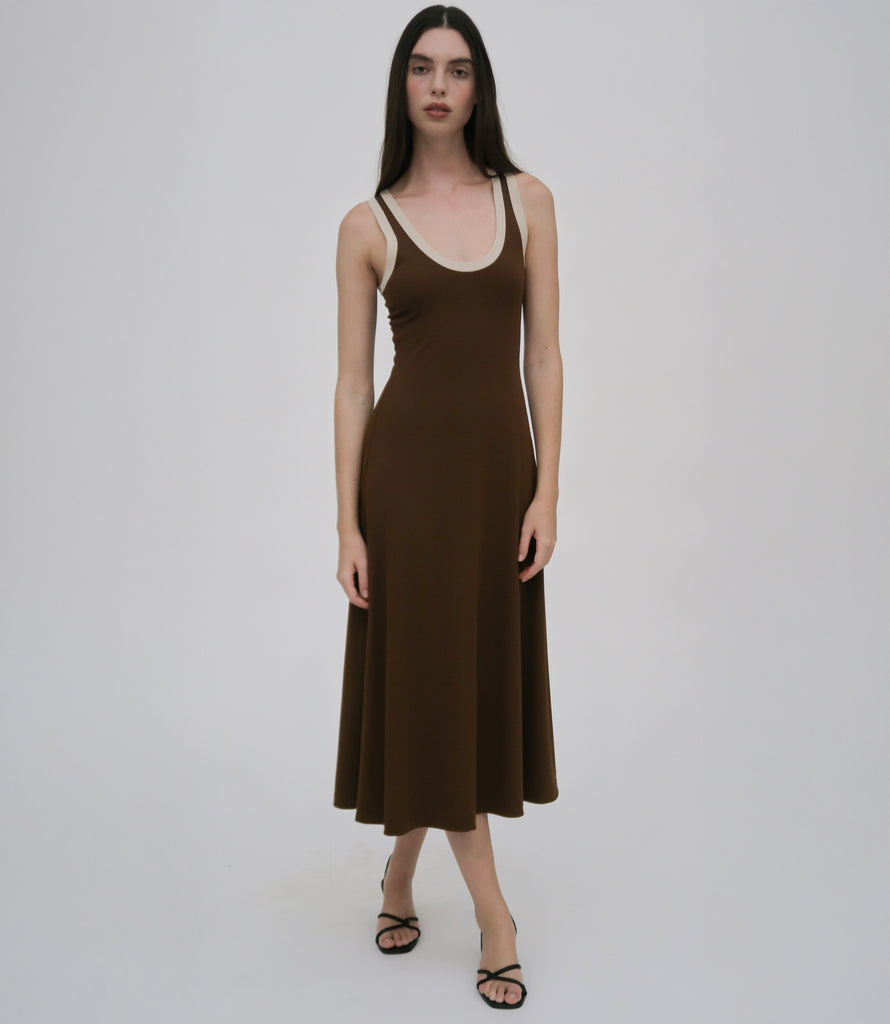 CONTRAST RIB TANK DRESS