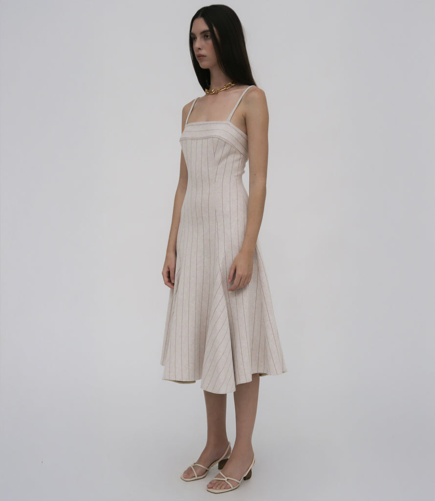 FITTED GODET DRESS
