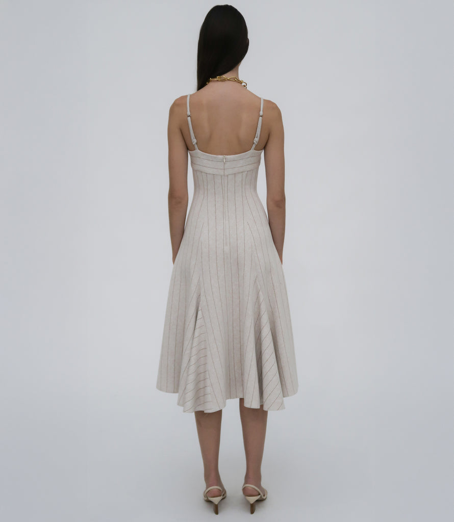 FITTED GODET DRESS