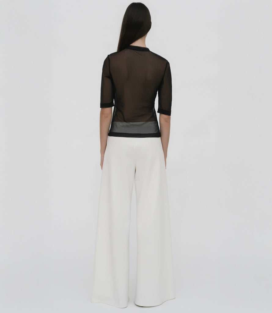CROPPED SLEEVE T-SHIRT - SHEER