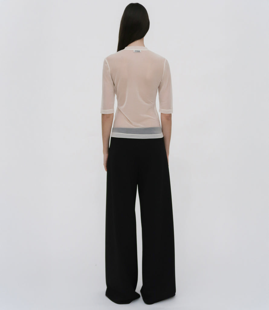 CROPPED SLEEVE T-SHIRT - SHEER