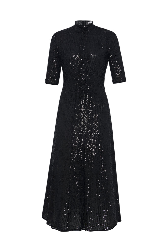 ZIP UP MIDI TURTLENECK DRESS
