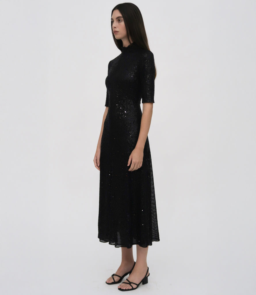 ZIP UP MIDI TURTLENECK DRESS