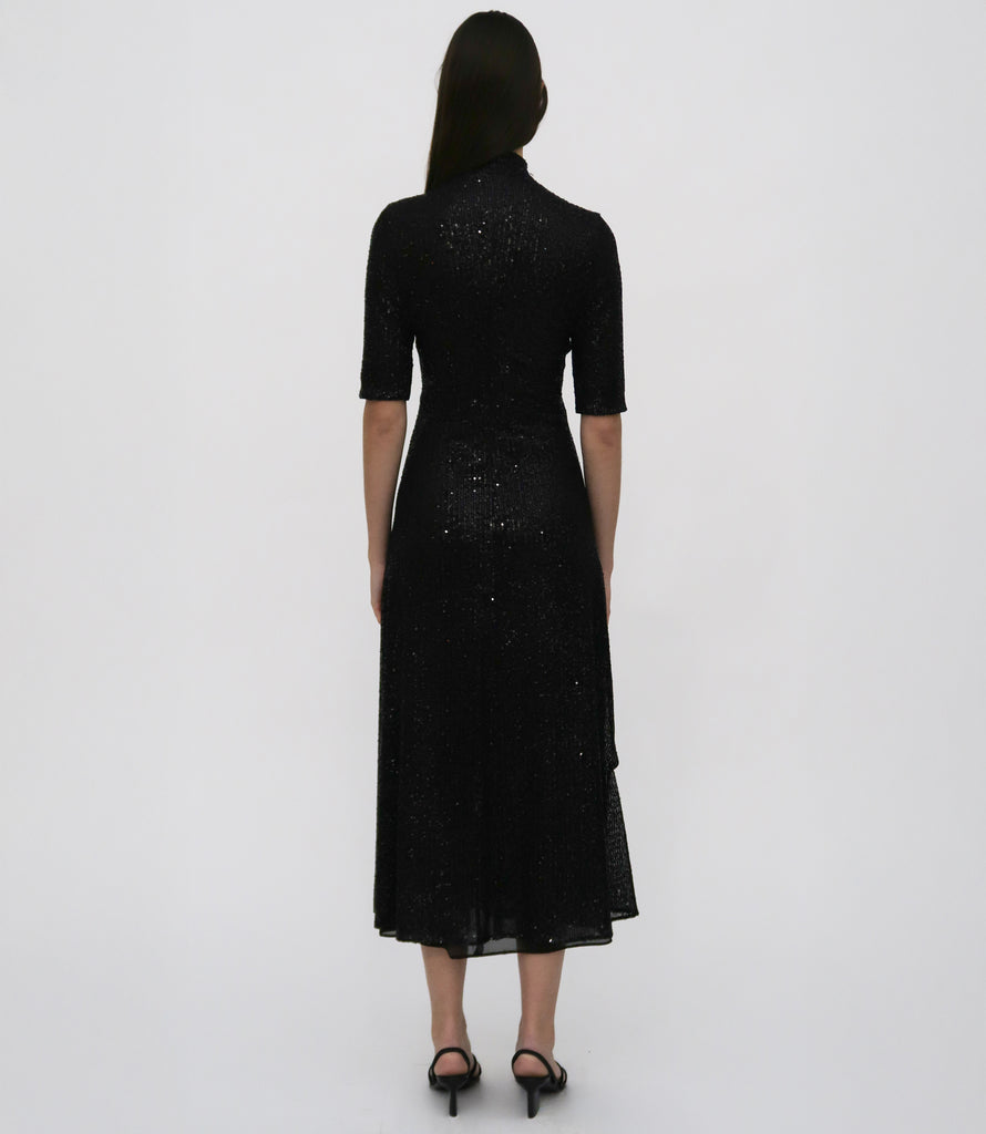 ZIP UP MIDI TURTLENECK DRESS