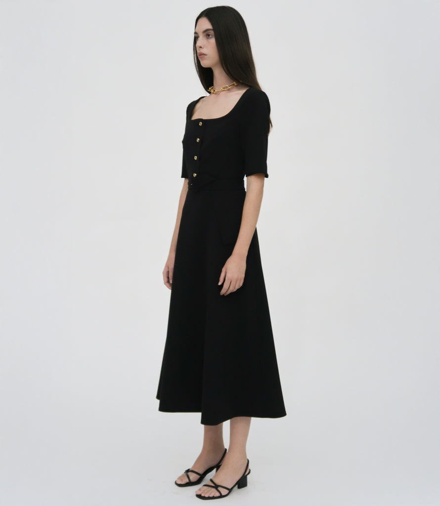 FITTED BUTTON FRONT DRESS