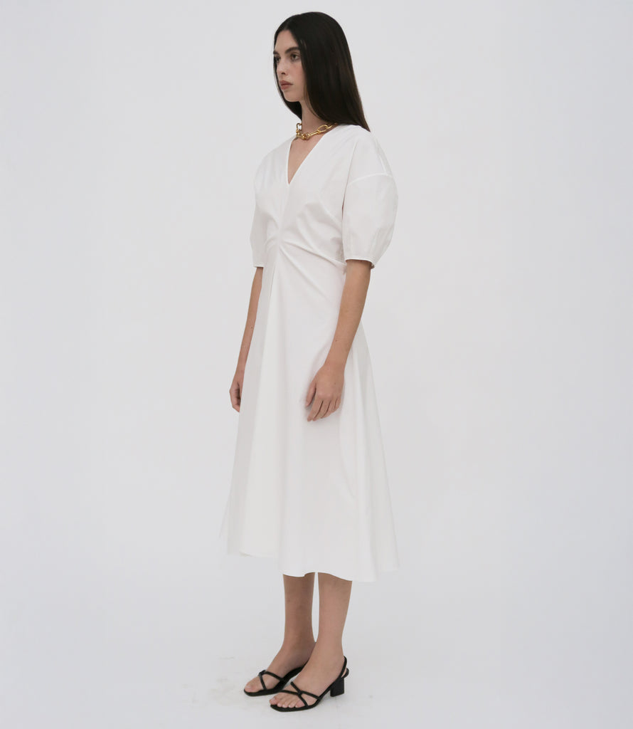 TORQUED SHORT SLEEVE DRESS