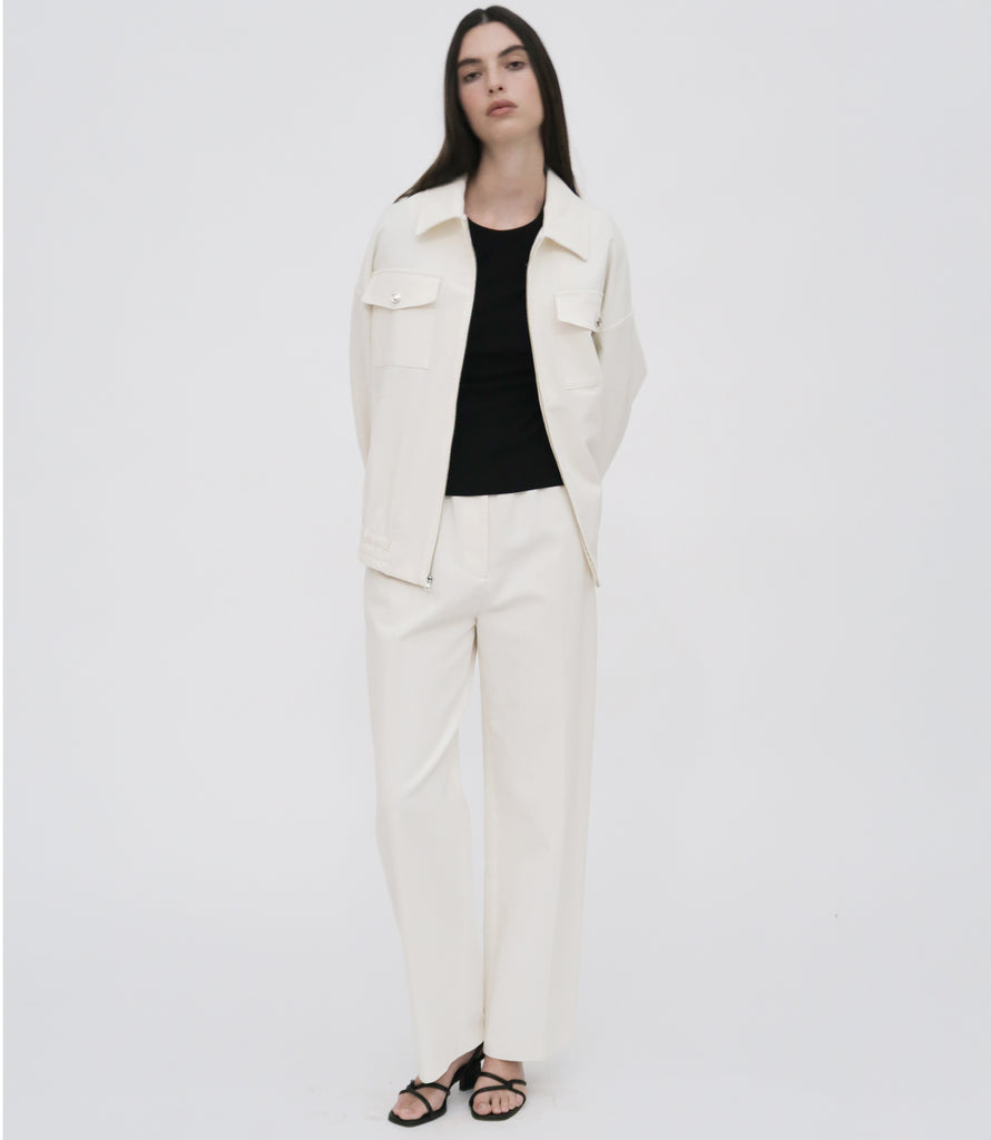 ZIP FRONT SHIRT JACKET - COTTON LINEN PIQUE
