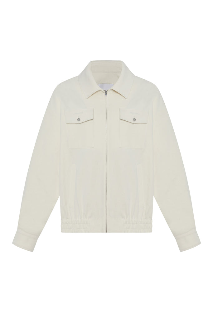 ZIP FRONT SHIRT JACKET - COTTON LINEN PIQUE