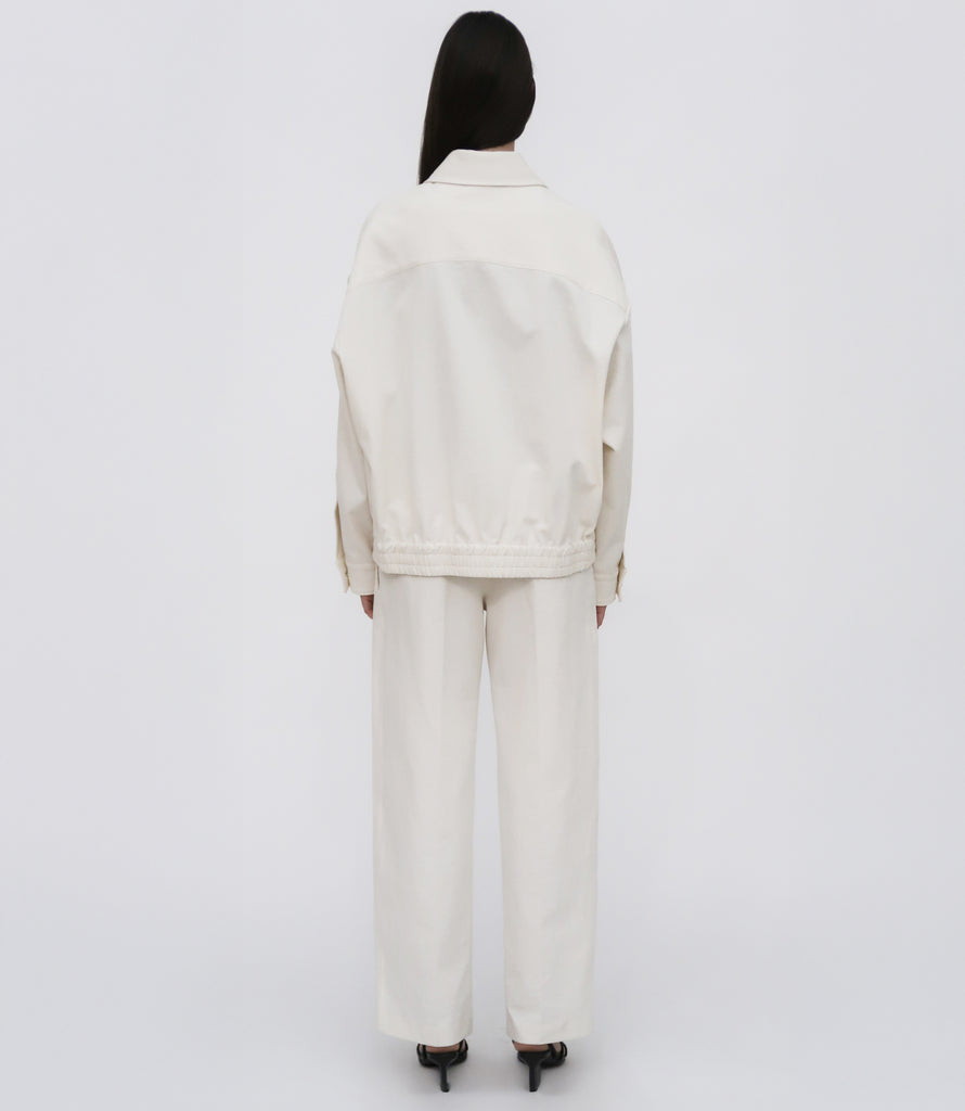 ZIP FRONT SHIRT JACKET - COTTON LINEN PIQUE