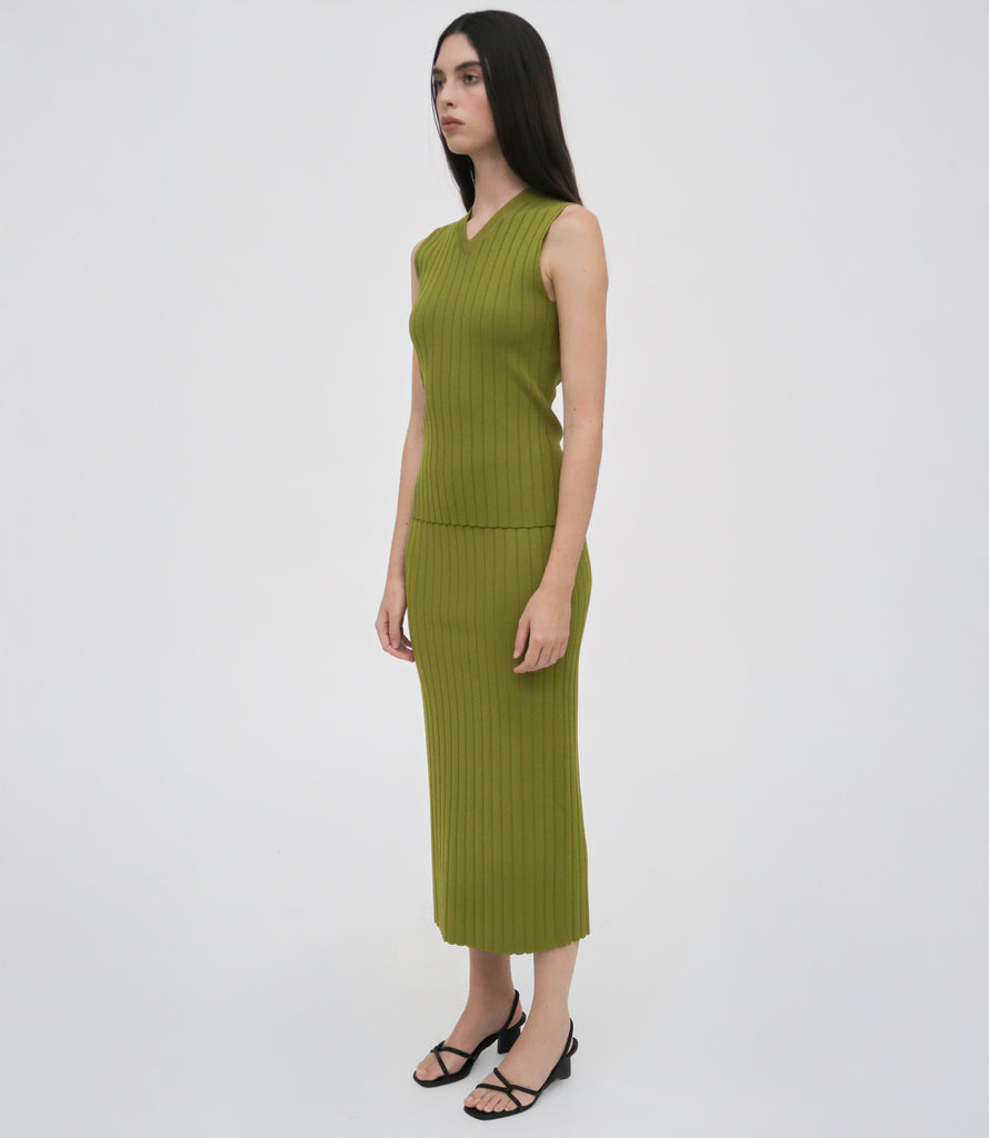 RIB MIDI SKIRT