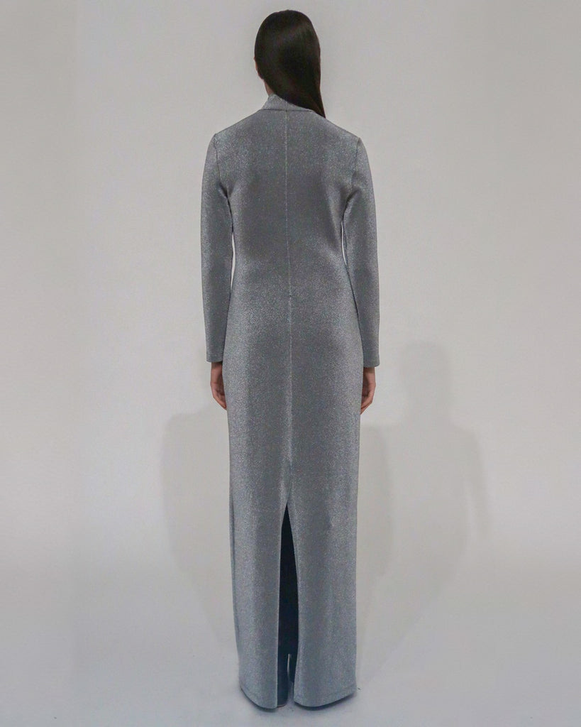 FITTED TURTLENECK MAXI DRESS - LUREX