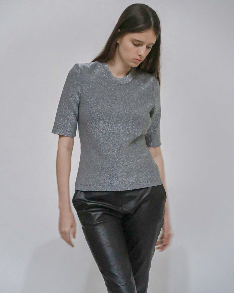 CROPPED SLEEVE TEE - LUREX