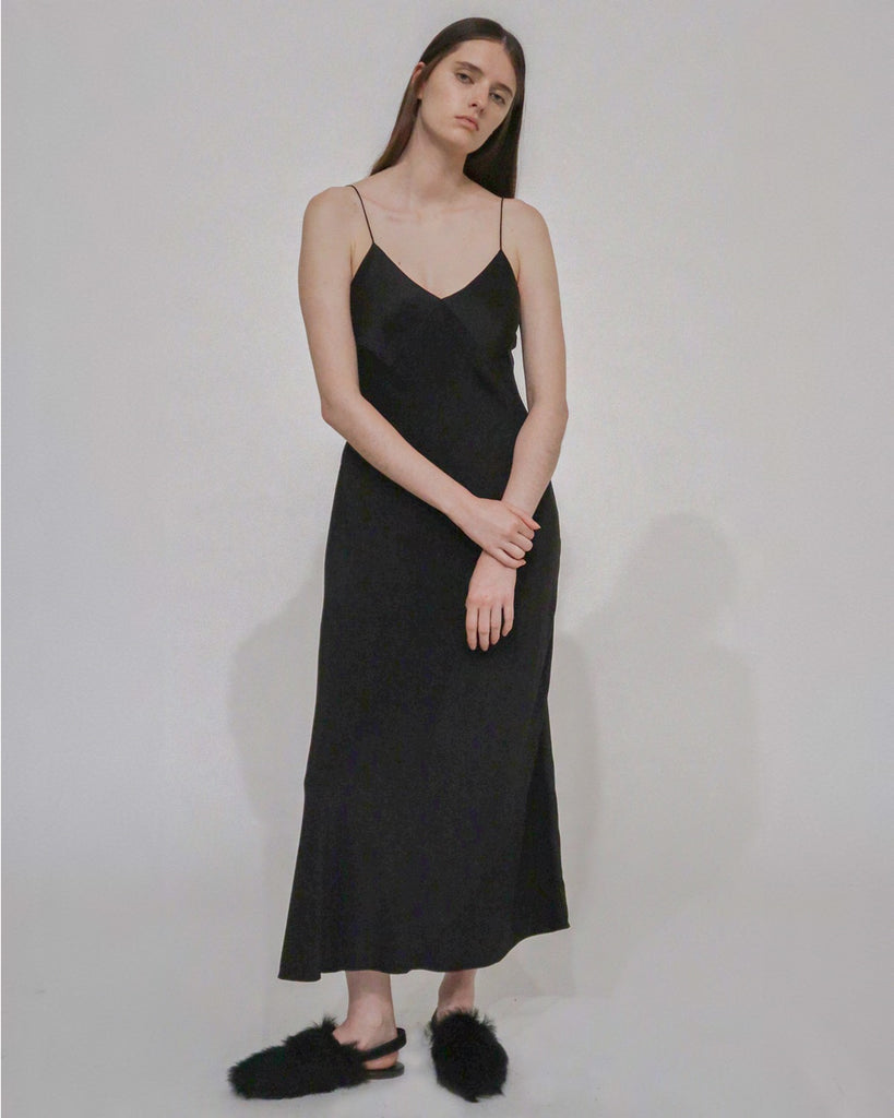 PANELED BIAS SLIP DRESS