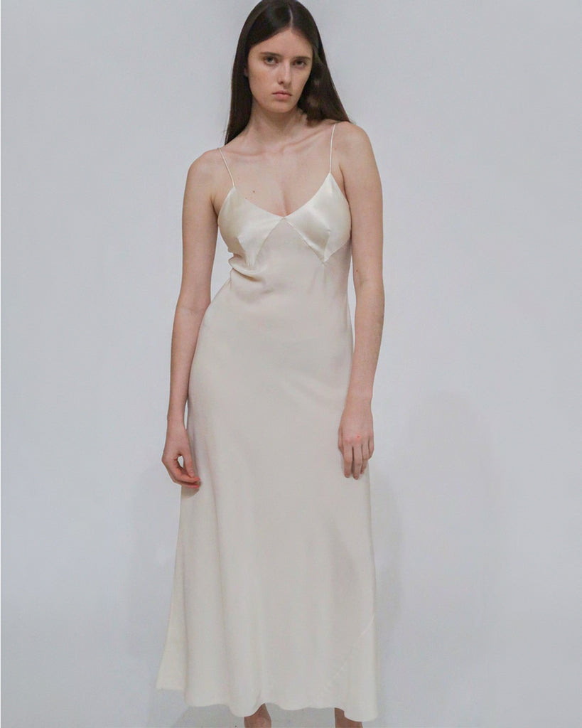 PANELED BIAS SLIP DRESS