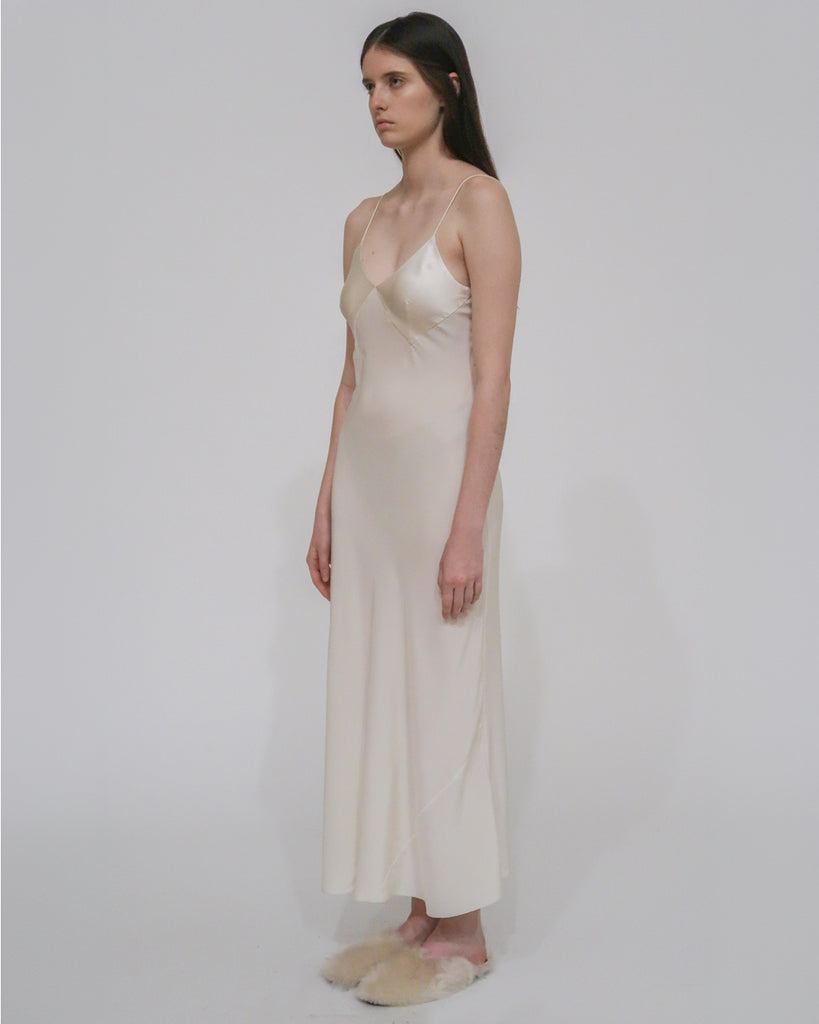 PANELED BIAS SLIP DRESS