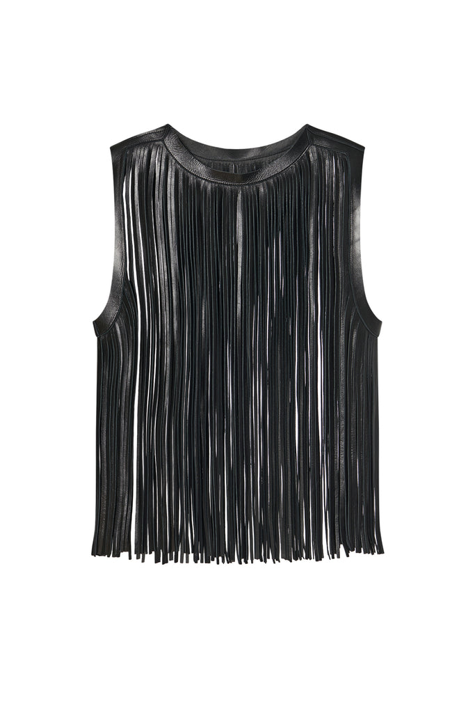 LEATHER FRINGE TOP